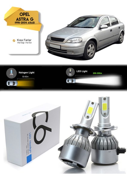 Opel Astra G Kısa Far LED Xenon Şimşek Etkili 1998-2004 Arası