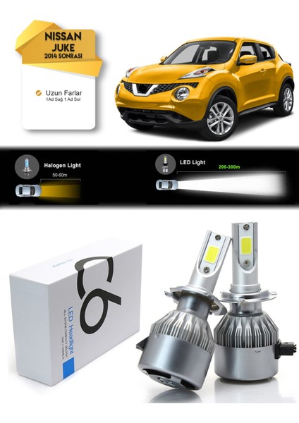 Nissan Juke Uzun Far LED Xenon Şimşek Etkili 2014 Sonrası