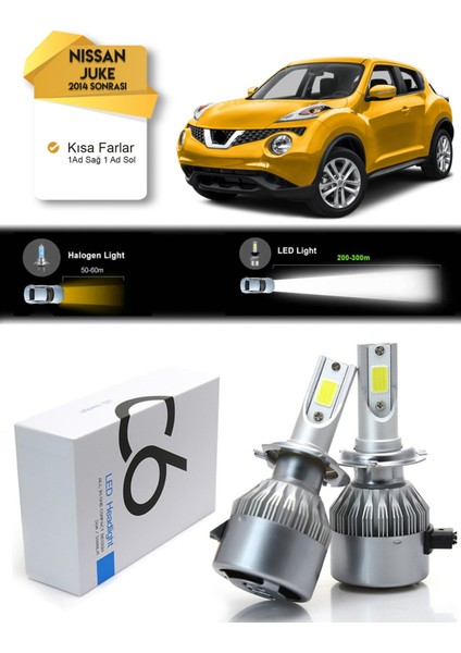 Nissan Juke Kısa Far LED Xenon Şimşek Etkili 2014 Üzeri