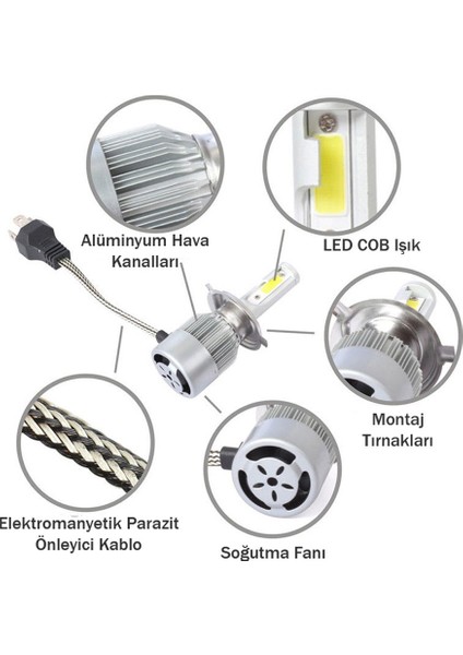 Kia Sephia Uzun Far Kısa Far Şimşek Etkili LED Xenon