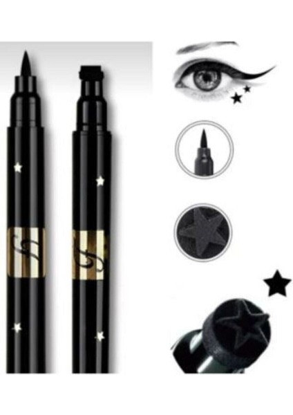 Çift Taraflı Kalp ve Yıldız Desenli Kalem Eyeliner 2 Adet