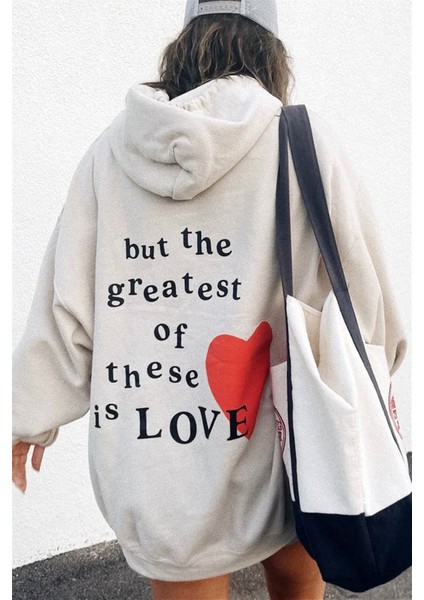 Unisex Hope Love Beyaz Sweatshirt