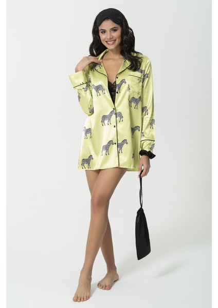 Saten 5 li Zebra Desenli Nightshirt Takım S27264 indirimleri