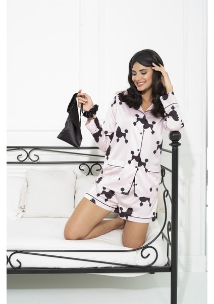 Saten 6 lı Köpek Desenli Pijama Takım S27265 fırsatları