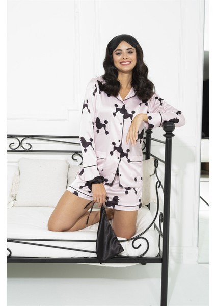 Saten 6 lı Köpek Desenli Pijama Takım S27265 indirimleri