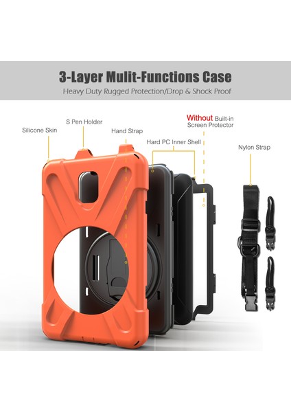 Galaxy Tab A İçin Darbeye Dayanıklı Tablet Kılıfı - Turuncu (Yurt Dışından) indirimleri