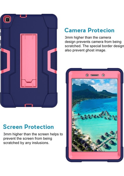 Galaxy Tab A İçin Darbeye Dayanıklı Tablet Kılıfı - Koyu Mavi - Pembe (Yurt Dışından) modelleri