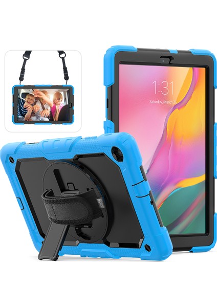Galaxy Tab A İçin Darbeye Dayanıklı Tablet Kılıfı - Mavi - Siyah (Yurt Dışından)