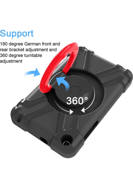Galaxy Tab A İçin Darbeye Dayanıklı Tablet Kılıfı - Siyah - Kırmızı (Yurt Dışından)