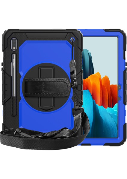Galaxy Tab S7 İçin Tablet Kılıfı - Koyu Mavi - Siyah (Yurt Dışından)