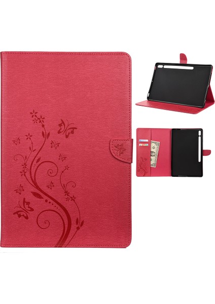 Galaxy Tab S7 Plus İçin Tablet Kılıfı - Kırmızı (Yurt Dışından)