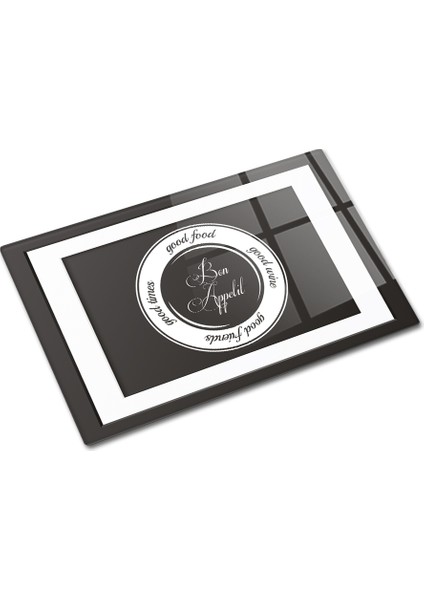 Cam Kesme Tahtası - Cam Kesme Tablası | Good Food - Siyah Fon | 20 cm x 30 cm modelleri