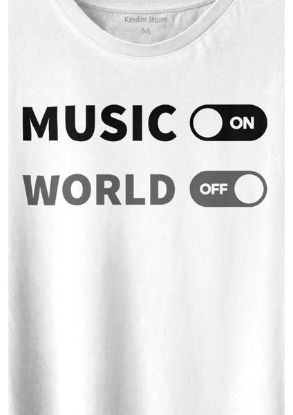 Music On World Off Müzik Dünya Baskılı Tişört Unisex T-Shirt