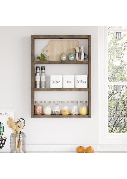 Pera 3'lü Duvar Rafı Mutfak Banyo Rafı Bronz Pr1-Pb