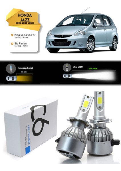 Honda Jazz Uzun Far Kısa Far Sis Far LED Xenon Şimşek Etkili 2002-2008 Arası