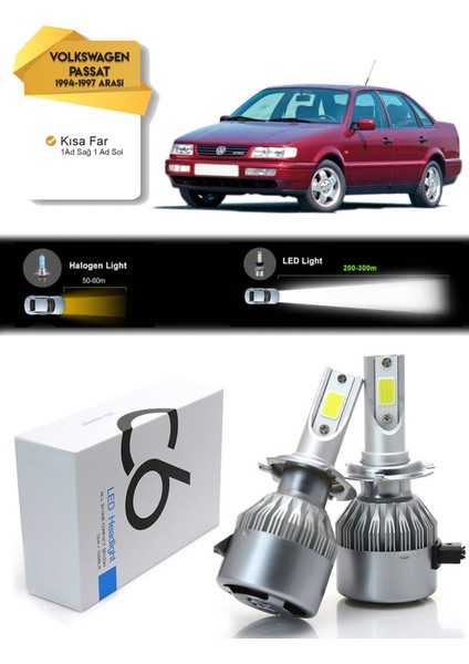 Volkswagen Passat B4 Kısa Far LED Xenon Şimşek Etkili 1994-1997 Arası