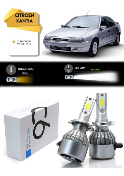 Citroen Xantia Kısa Far LED Xenon Şimşek Etkili