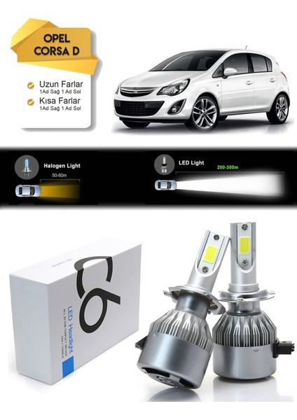 Opel Corsa D Uzun Far Kısa Far LED Xenon Şimşek Etkili