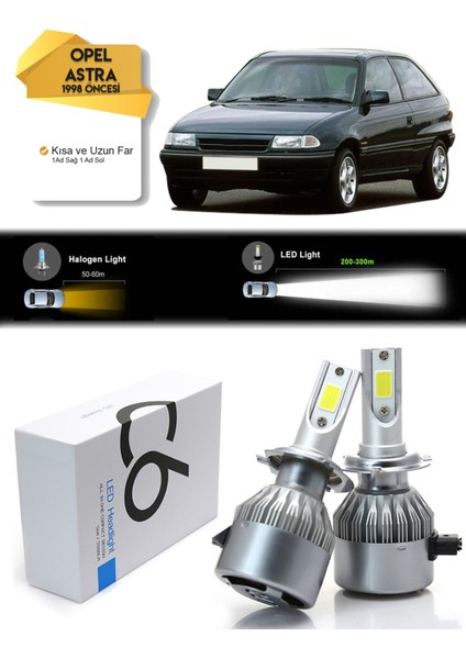 Opel Astra Uzun Far Kısa Far Şimşek Etkili LED Xenon 1998 Öncesi