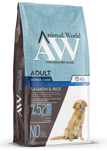 Animal World Yetişkin Somonlu Pirinçli Köpek Maması 15 kg