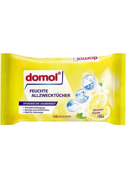 Rossmann Domol Fırın Izgara Temizleyici + Islak Temizlik Bezi Limon Kokulu 50'li