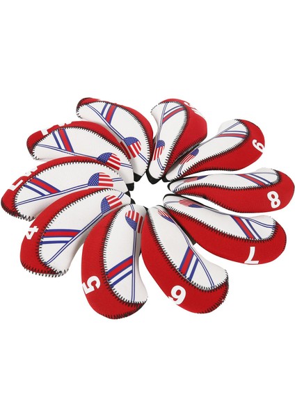 10 Adet Golf Demir Headcover Golf Kulübü Baş Kapak Koruması W/ Numara Kırmızı (Yurt Dışından) fiyatları