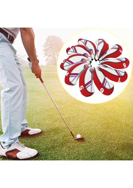 10 Adet Golf Demir Headcover Golf Kulübü Baş Kapak Koruması W/ Numara Kırmızı (Yurt Dışından) fırsatları