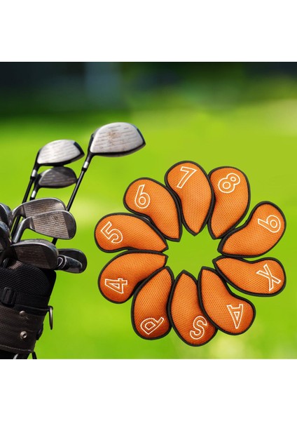 10 Adet Demir Kapaklar Erkekler Için Koruma Koruyucusu Golf Kulübü Kafa Kapağı Turuncu (Yurt Dışından) indirimleri