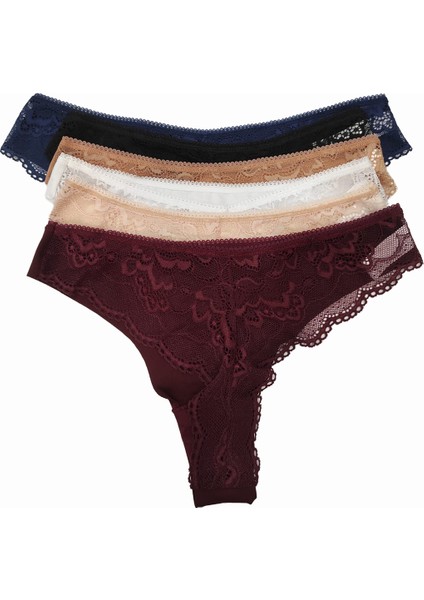 Lingerie 4572 Kadın Lazer Kesim Dantel Bant Tanga Külot