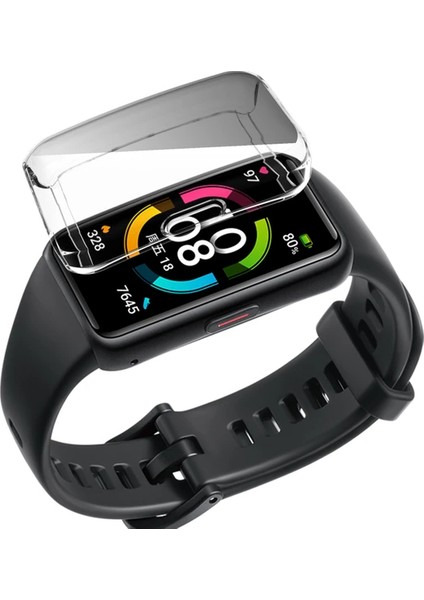 Honor Band 6 Uyumlu Önü Kapalı Silikon Ekran ve Kasa Koruyucu Kılıf