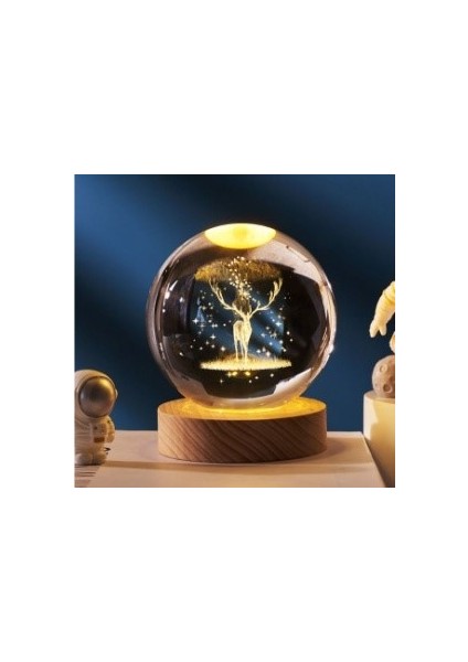 Cryfox Cam Küre Alt Kısmı Ahşap Usb'li