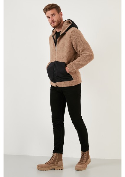 Regular Fit Fermuarlı Kapüşonlu Polar Hırka Erkek Hırka 5909005