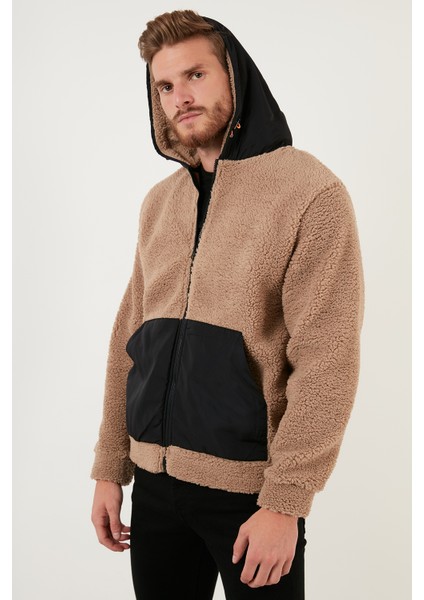 Regular Fit Fermuarlı Kapüşonlu Polar Hırka Erkek Hırka 5909005