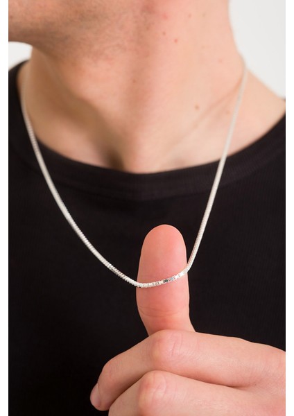 925 Ayar Gümüş Unisex Küp Zincir Kolye 2 mm