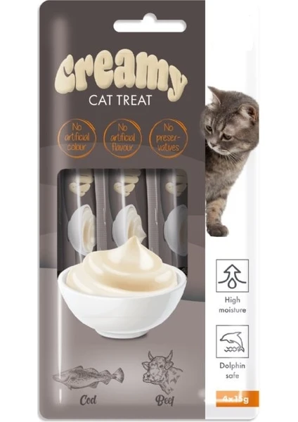 Creamy Morina Balıklı Biftekli Kedi Ödülü 4X15GR