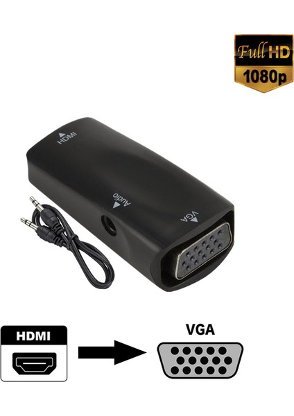 HDMI To VGA Çevirici Dişi Dişi Dönüştürücü Adaptör Ses Çıkışlı Ps3 Ps4 Notebook Projeksiyon Receiver