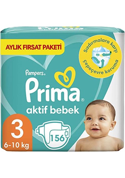 Bebek Bezi Aktif Bebek 3 Beden 156 Adet Aylık Fırsat Paketi