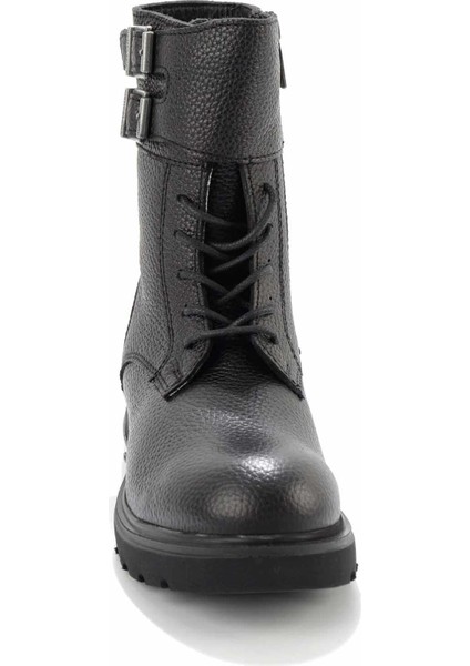 Black Deri Kadın Bot & Bootie HD0777063603