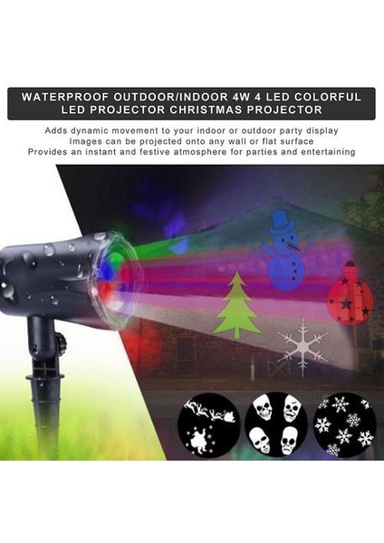 Su Geçirmez Açık / Kapalı 4 W 4 LED Renkli LED Projektör Noel Projektör(Yurt Dışından)