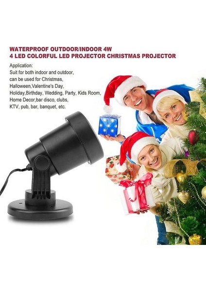 Su Geçirmez Açık / Kapalı 4 W 4 LED Renkli LED Projektör Noel Projektör(Yurt Dışından)