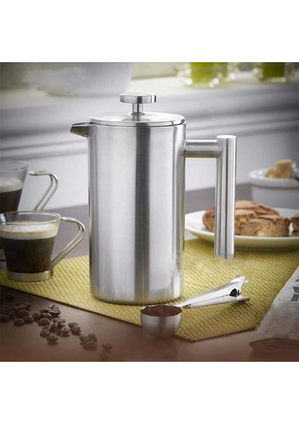 Filtre Paslanmaz Çelik Kahve Makinesi ile Çift Katmanlı Yalıtım Çaydanlığı 350ML (Yurt Dışından)