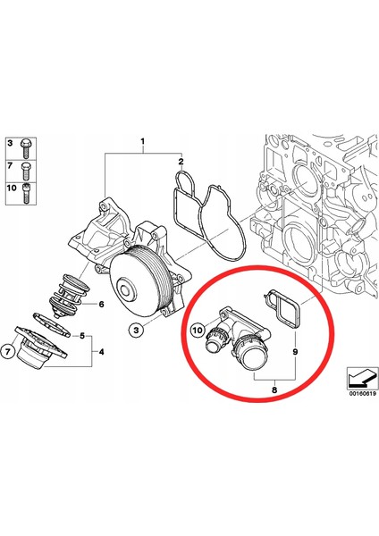 Bmw E90-92-93 E60 F10 F07 E84 F01 N47 N57 Blok Su Borusu 11117800048 modelleri