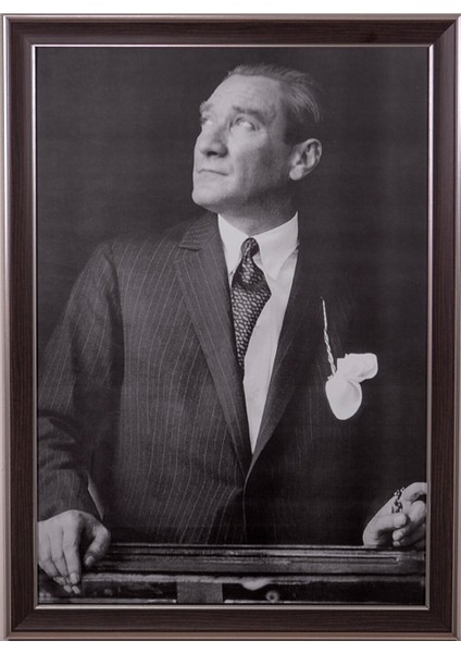 Atatürk Portre Tablo Kahverengi Çerçeveli Tablo 55X75CM