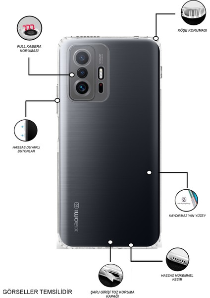 Caseworld Xiaomi Redmi Note 7 Kapak Kamera Korumalı Tıpalı Şeffaf Silikon Kılıf