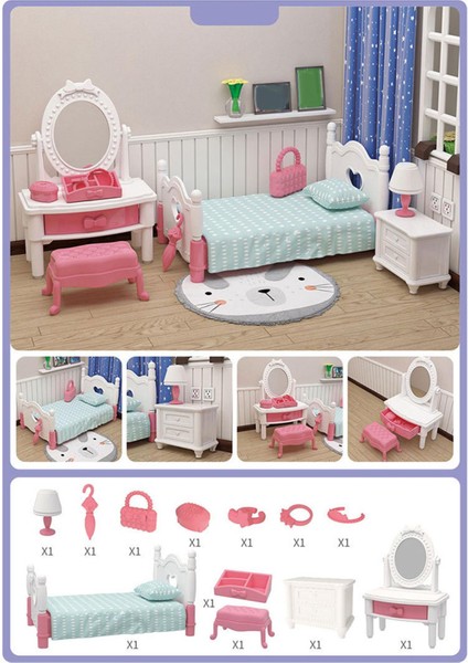 Dollhouse Mobilya Seti 1:12 Aksesuarlar Yatak Odası Için Farklı Temalar (Yurt Dışından)