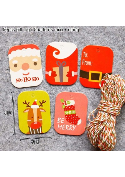 50 Adet Noel Temalı Kart - Çok Renkli (Yurt Dışından)