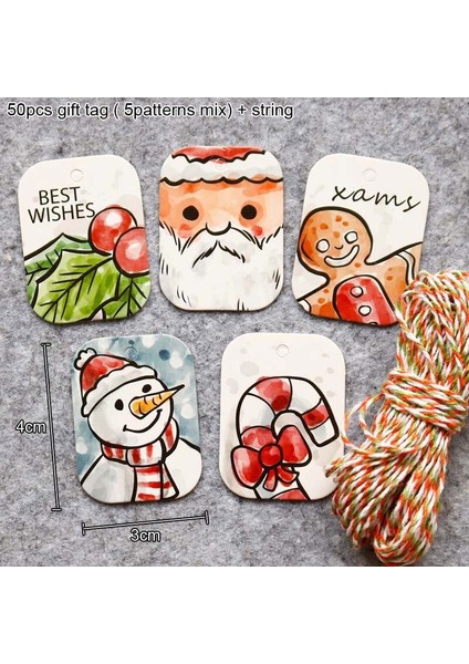 50 Adet Noel Temalı Kart - Çok Renkli (Yurt Dışından)