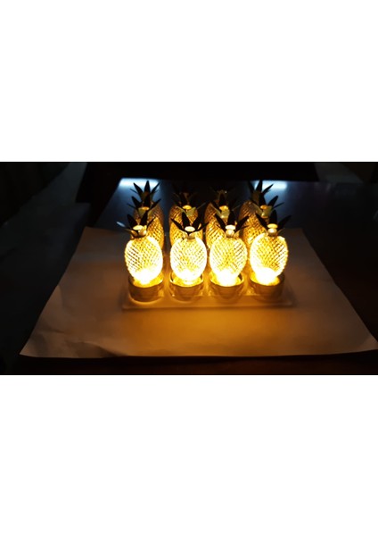 LED Ananas Lamba 12'li Paket Alt Kısmı Gold Renk