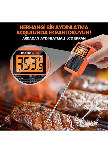 Npo Thermopro TP510 Su Geçirmez, Dijital ve Işıklı Daldırma/saplama Profesyonel Gıda Termometresi