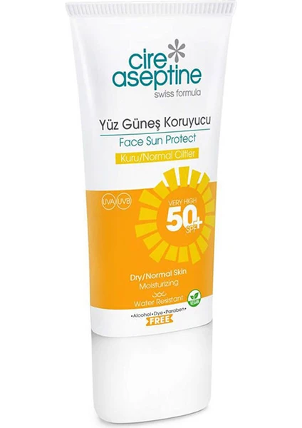 Cire Aseptine Cire Aseptine yüz Güneş Koruyucu Spf 50 Kuru ve Normal Cilt 50 ml